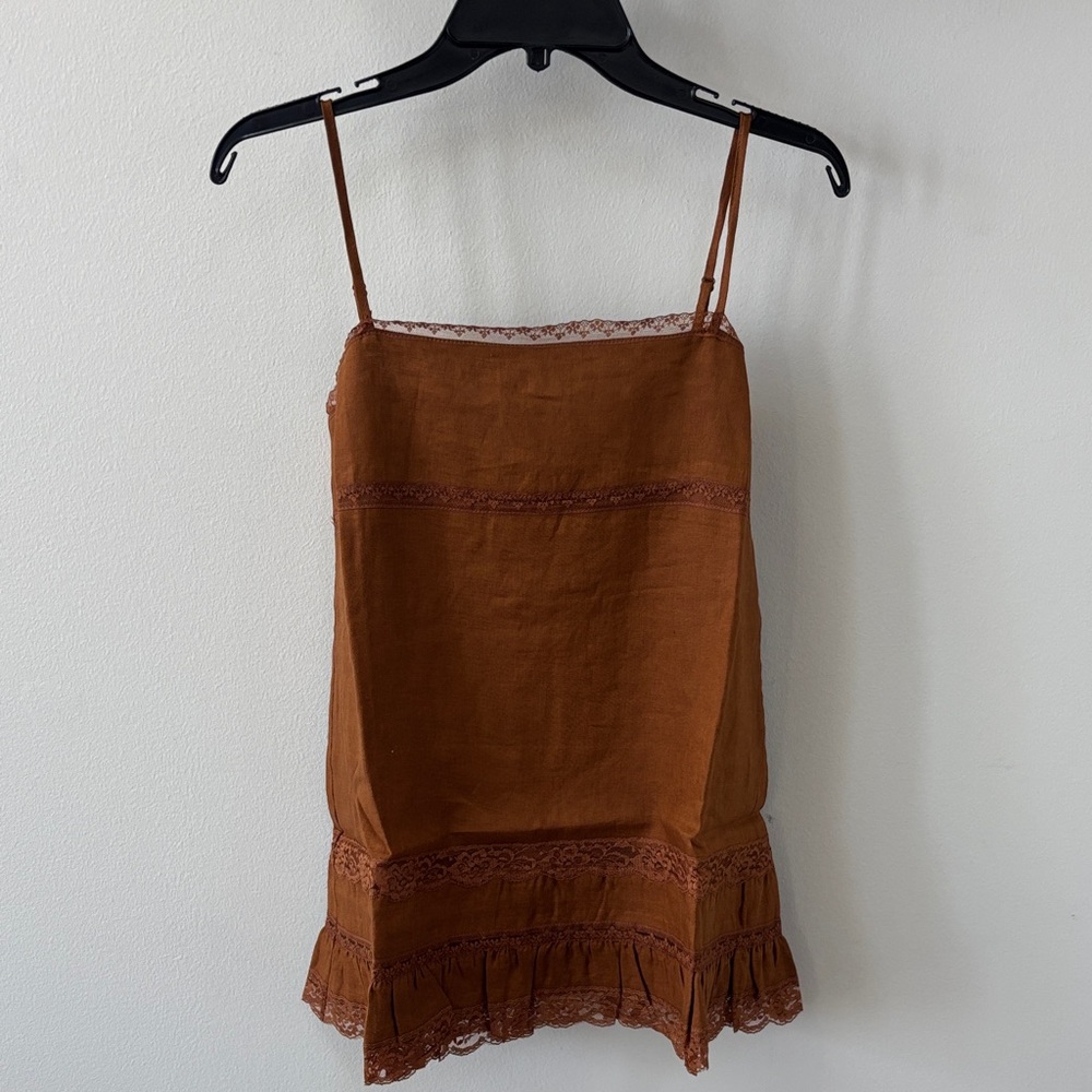Women’s Rust Brown Lace-Trim Cami Top